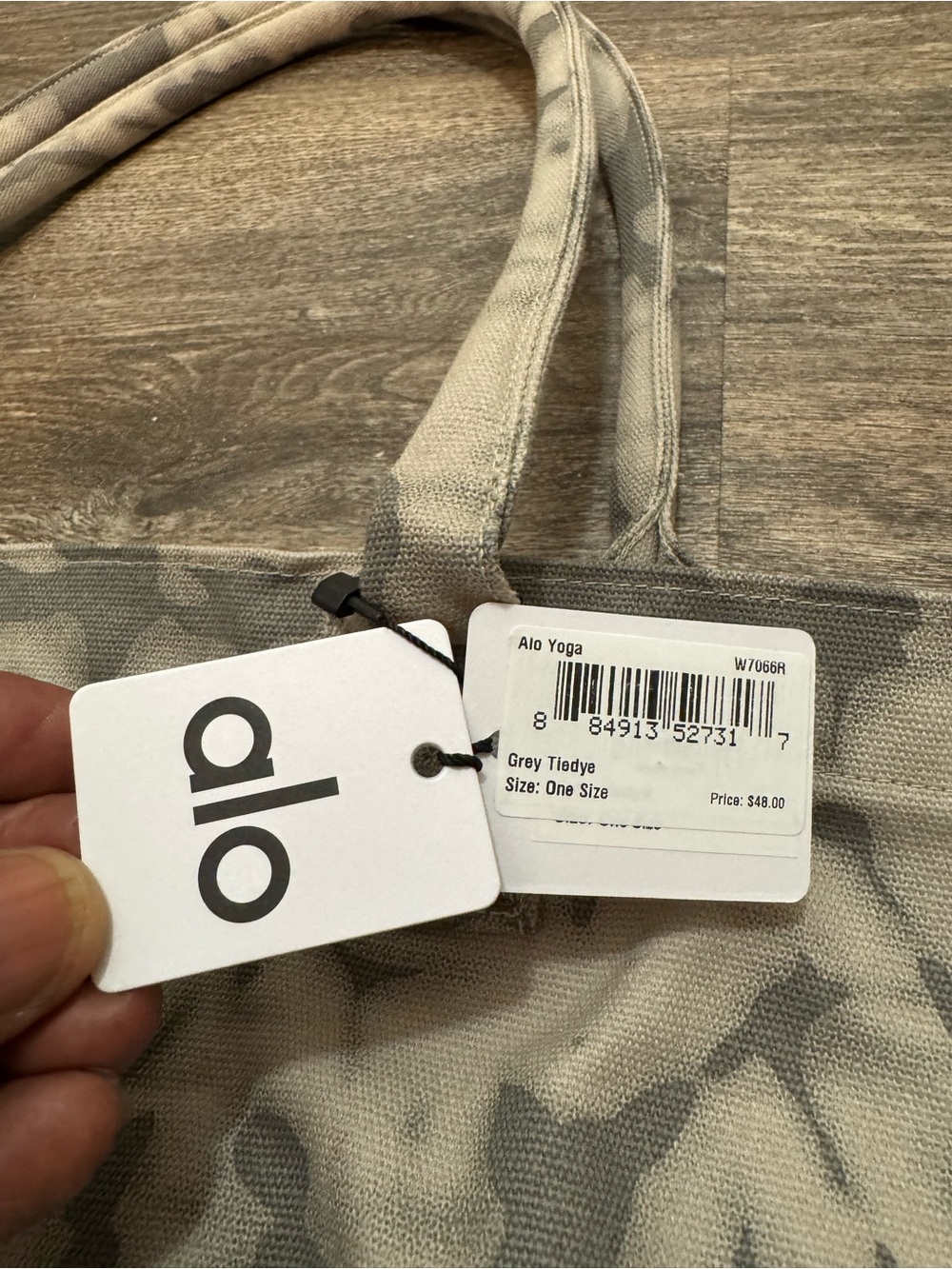 ALO Yoga Gray Tie-Dye Canvas Cotton Large Tote Bag - Picture 3 of 7